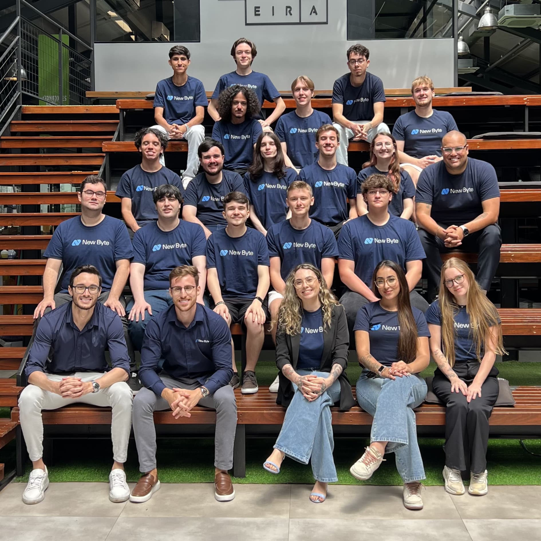 Equipe New Byte reunida presencialmente no Instituto Caldeira em Porto Alegre